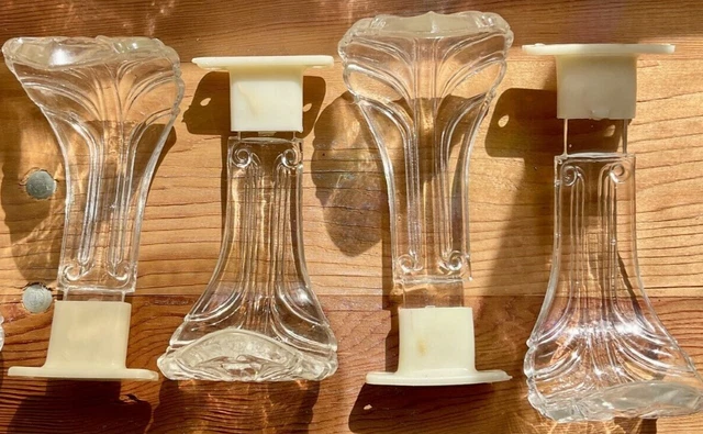 Vintage Glass Art Deco Scroll Feather Curtain Tie Backs Set of 4 with brackets