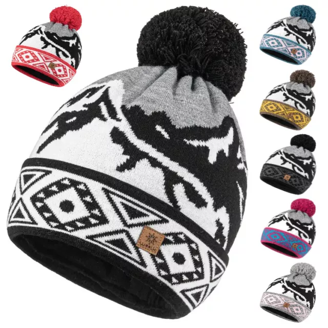 Winter Mütze Herren Beanie Damen Strickmütze Warme Norweger Bommelmütze