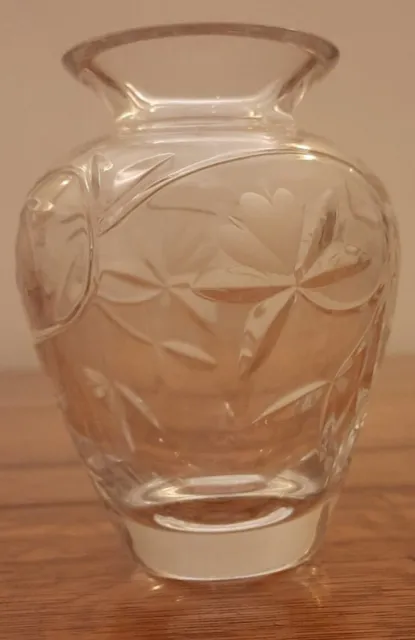 Royal Doulton Crystal Small 4" Bud Vase Etched Floral Design