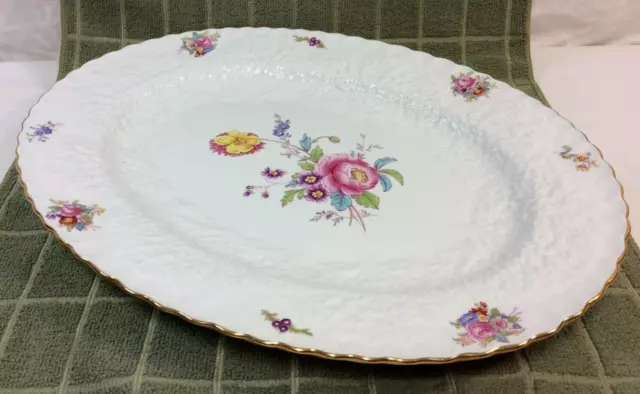 Vintage SPODE Copeland Dresden Rose Savoy Y2958 Gold Rim Oval Platter 15 x 12