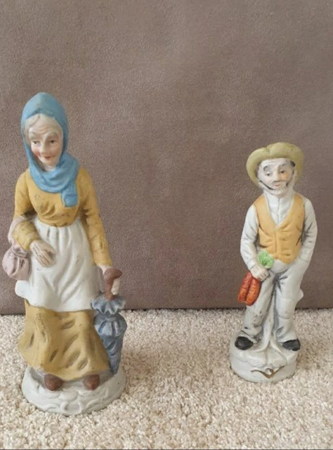 Paire De Santons Lot 2 personnages de la ferme  fermier vintage