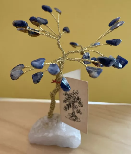 Sodalite Stone Gem Tree Of Life Feng Shui healing on Snow Quartz Base