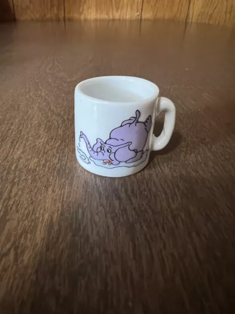 Mini miniature coffee mug 1" purple cartoon elephant super small & cute charm