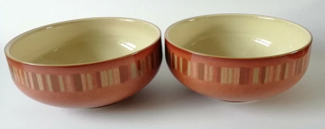 Denby Fire Chilli Cereal Bowls Striped x 2 - NEW UNUSED