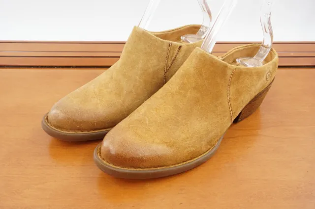 Born Starr Womens Sz 6.5 Shoes Brown Leather Slip On Closed Toe Mule Heel Sandal