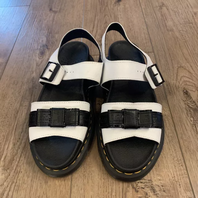 DR MARTENS ROMI Sandals Crackle White Black Leather Bow UK 6 EU 39