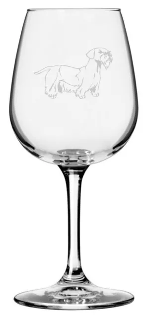 Cesky Terrier Dog Themed Etched 12.75oz Wine Glass