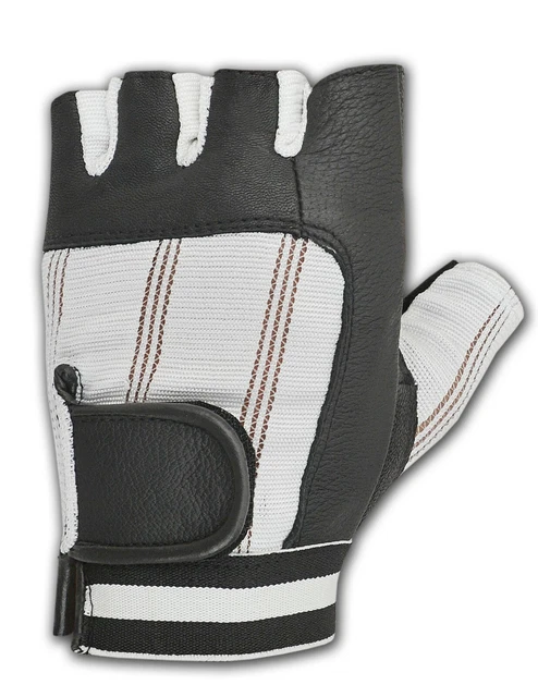 Gym Fingerless Gloves Leather Training Weight Lifting Fitness Workout Cycling