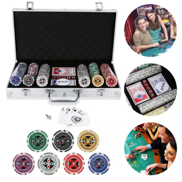 Pokerchips Keramik Tischauflage Pokerset Plastik Pokerkoffer Clay 300 Chips