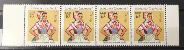 DDR 1971 Sorbische Mädchen-Tanztrachten MiNr. 1723 4er Streifen aus H-Blatt 12