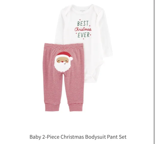 Baby Boy Girl Carters Outfit.  Best Christmas Ever.  2 Piece, Santa, Sz 9m, NWT