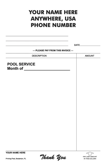 250 POOL SERVICE INVOICES 2-part Carbonless NCR Forms £50.95 - PicClick UK