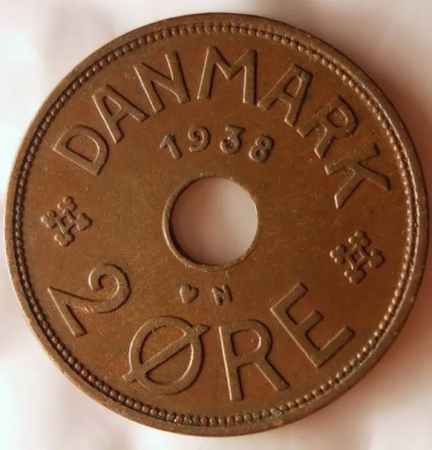 1938 Danimarca 2 Ore - Eccellente Introvabile Vintage Moneta Dansk Bin #2