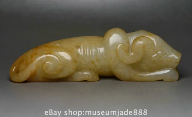 4.4 " Old Chinese Hetian Nephrite Jade Carving Animal Dog Amulet Pendant N0366