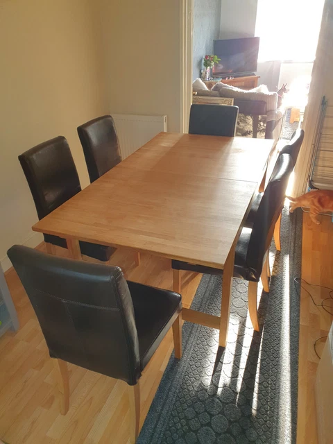 IKEA EDEFORS SOLID Oak Extending Dining Table 6x Brown Faux
