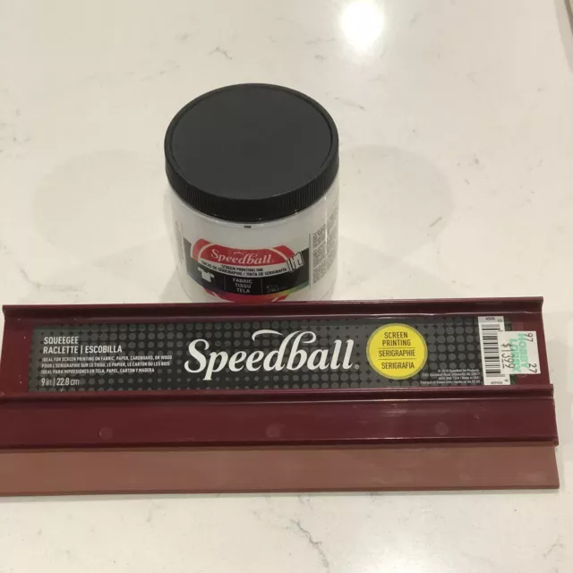 Nuevo Speedball Serigrafía Tinta Blanca con Nuevo Paquete Squeegee