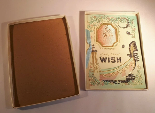 Vintage 1950s (but Unused) Greetings Card in Box. TO MY WIFE. Venice/ Gondola