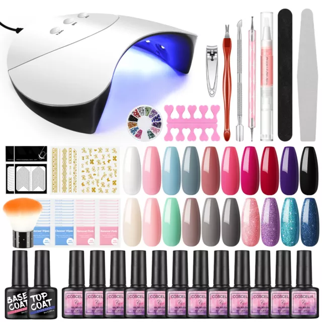 20Farben Gel Nagellack Set mit 36W UV LED Lampe Nail Art Maniküre Kit Anfänger