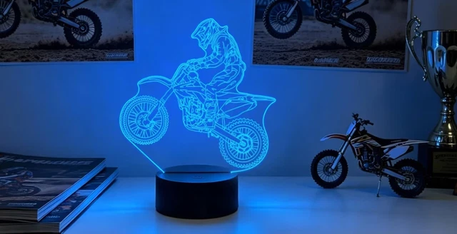 Motor Panel Box LED 3D NIGHT Light Motor cross /cycle Rider Acrylic Panel USB £7.58 ...