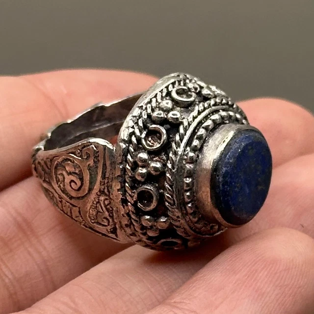 Bague alliance argent 925/000 anneau ciselé en relief style mixte