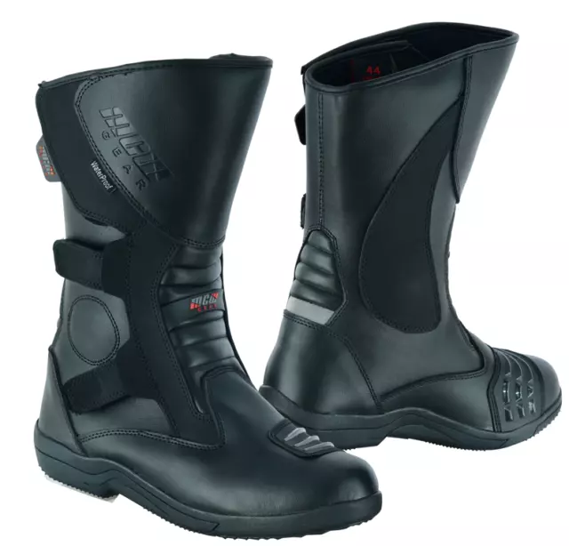 MCW Gear Black Leather Motorcycle Motorbike Waterproof Race Boots Winter New