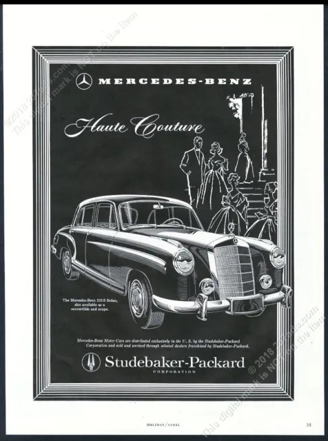 1958 Mercedes Benz 220s 220 S sedan car illustrated vintage print ad