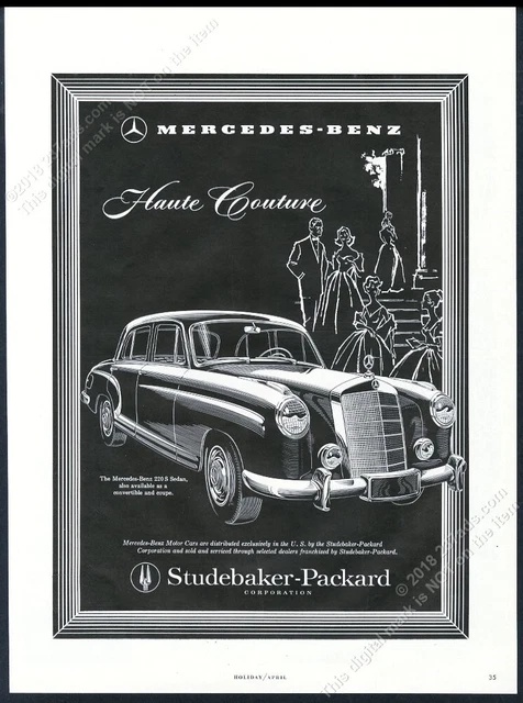1958 Mercedes Benz 220s 220 S sedan car illustrated vintage print ad