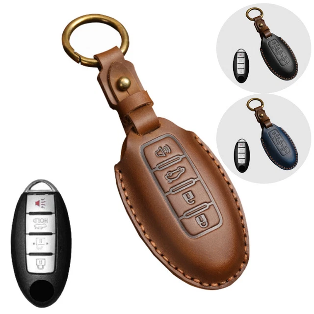 Genuine Leather Car Key Case Cover For Infiniti Q50 Q60 For Nissan Altima GT-R