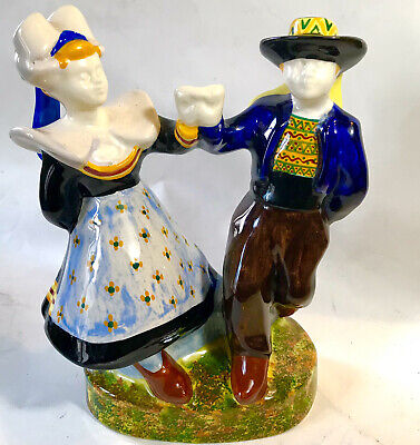 faience ceramique bretagne quimper tin ar gall sculpture couple breton danseur 