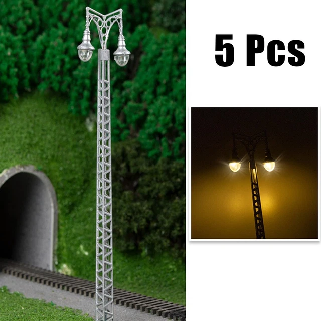PACK DE 2 lampadaires ferroviaires modèle échelle N avec 10 cm 5 DEL