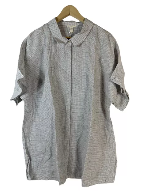 Eileen Fisher Organic Linen Sleeve Shirt - NWT 1X  NEW Plaid