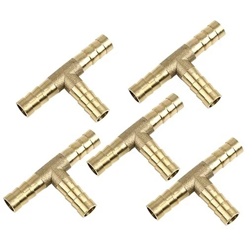 8mm Hose Barb Brass 3 Way Tee Connector Adaptor for Air Water Gas Oil Pipe