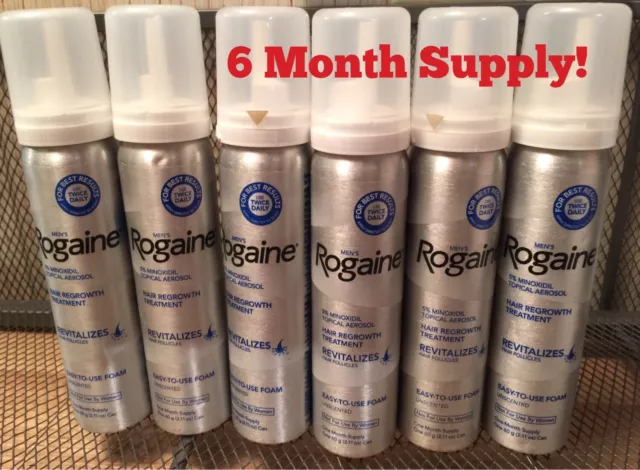 ROGAINE MENS 5% TOPICAL FOAM MINOXIDIL, 6 Month Supply, All 6 CANS JAN 2025