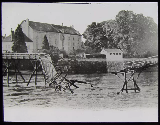 Glass Magic Lantern Slide DESTROYED BRIDGE WW1 PHOTO WORLD WAR ONE