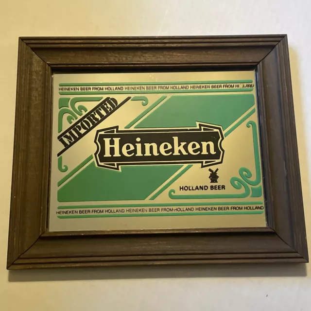 Heineken Beer Framed Mirror Imported Holland Bar Sign