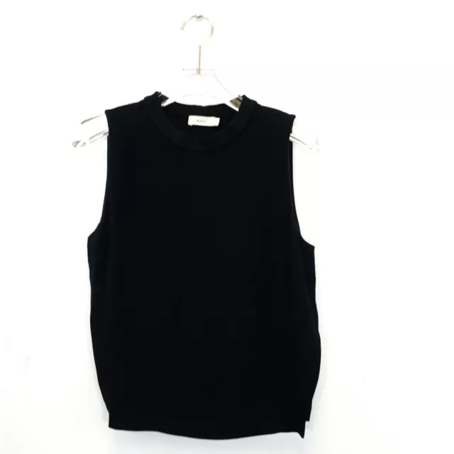 ALC Top Womens Size 4 Tank Crew Neck Black Casual Side Slit Stretch Goth Y2K