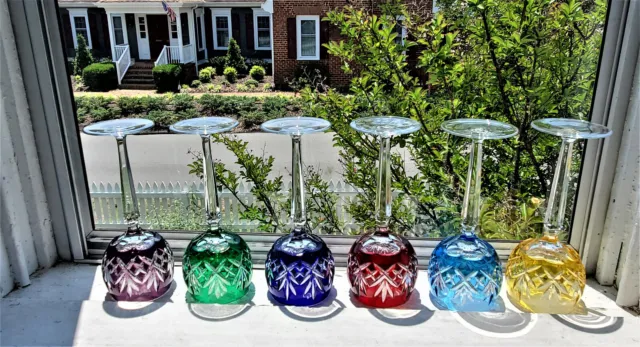 Vintage Bohemian crystal wine glasses