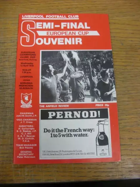 12/04/1978 European Cup Semi-Final: Liverpool v Borussia Monchengladbach