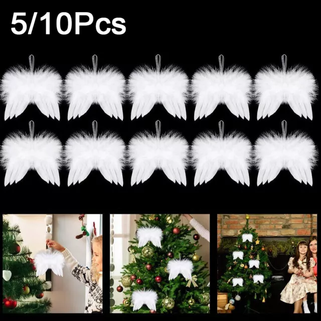 1//5/10PCS Angel White Feather Wing Christmas Tree Decor