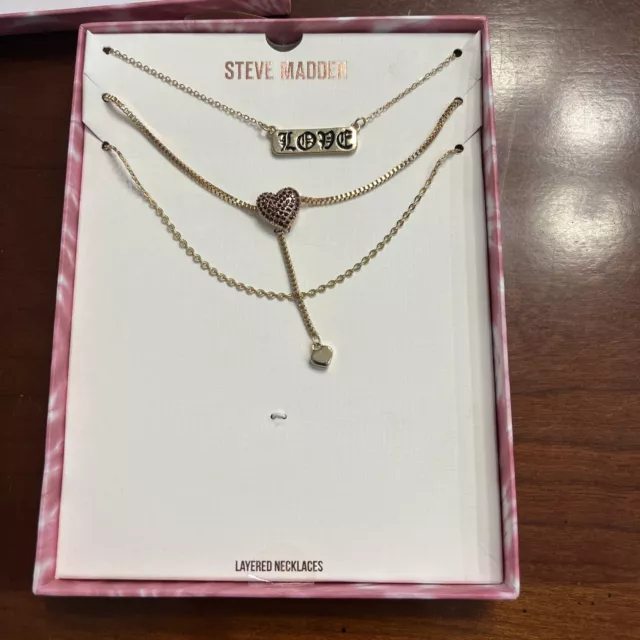 New steve madden gold tone necklace set With Box