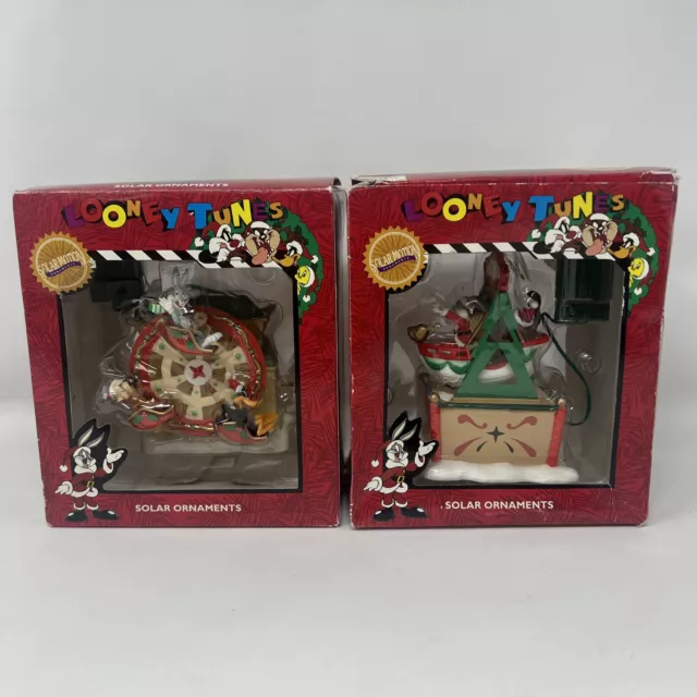 2 Looney Tunes Solar Animated Christmas Ornaments - Bugs Bunny, Daffy Duck ,Taz