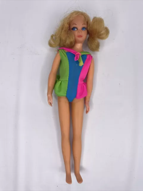 Vintage 1970 Mod Era Dramatic Living Skipper Barbie Doll W Swimsuit Root Eyelash