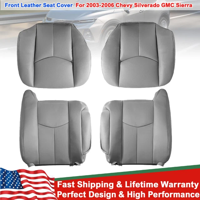 For 03-06 Chevy Tahoe Suburban Driver & Passenger Front Leather Seat Cover Gray