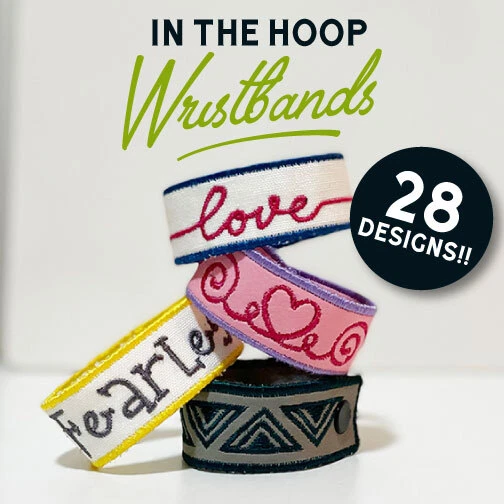 28 diseños de pulsera bordado de máquina ITH en el aro