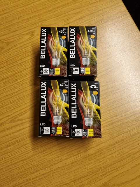 LED Birnen E27 Warmweiß Klar 4 Stück  Bellalux
