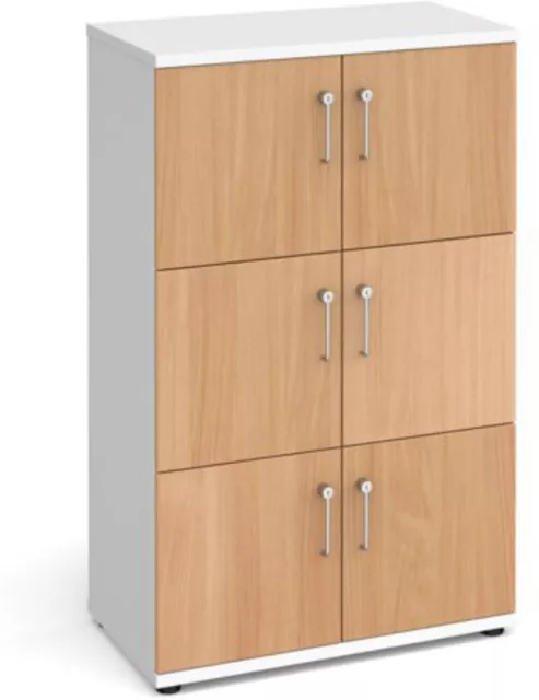 Wooden storage lockers 6 door - white with beech doors