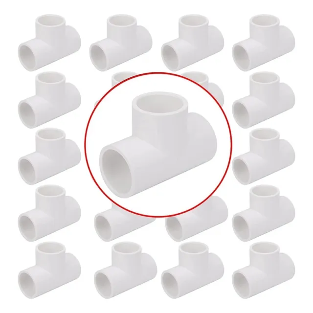 20 Pack 3/4in Tee 3 Way PVC Pipe Fittings Connector, Furniture Grade Elbow S2