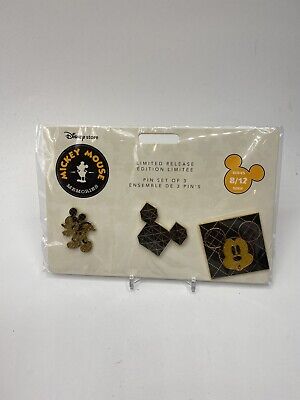 Disney Store Mickey Mouse Memories August 3 Pin Set Black Gold 1980s 8 8/12