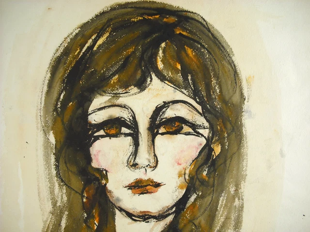 Dessin Original Art Nouveau Des Années 1920 - Aquarelle Projet De Couverture Arbres Et Fleurs