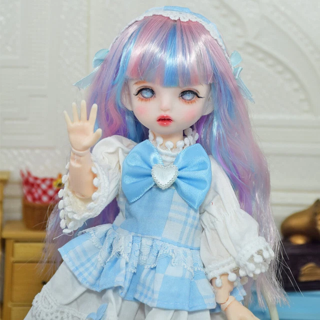 Full Set 1/6 Ball Jointed Girls 30cm BJD Doll + Face Makeup + Blue Eyes + Dress